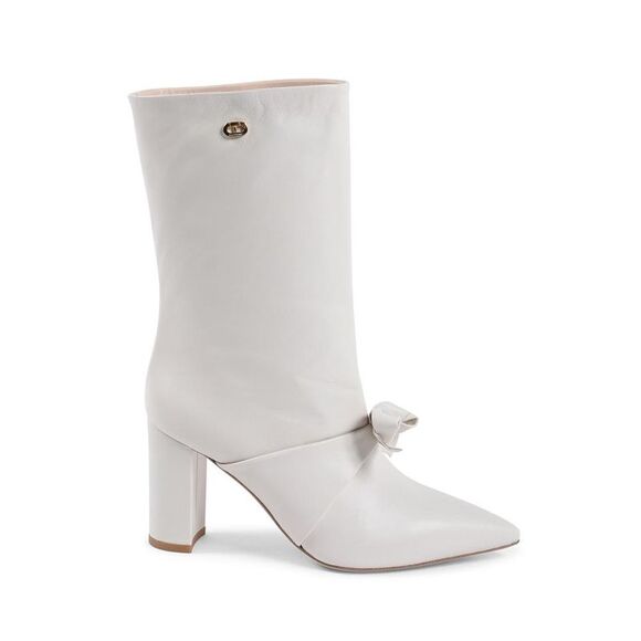 Dee Ocleppo Leather BootiesModel Bow Detail Women Off white High Boots